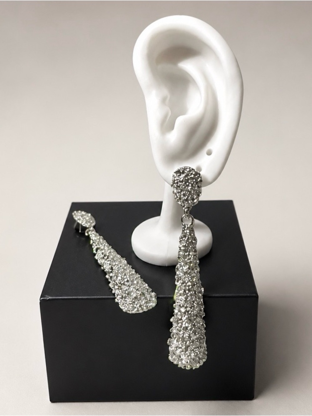 Silver Crystal Drop Earrings - Women's Fashion Jewelry
